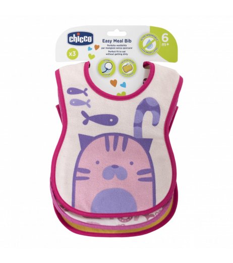 Chicco - Bavaglina pappa 6+ mesi bimba 3 pezzi - Farmacia di Regoledo Srl