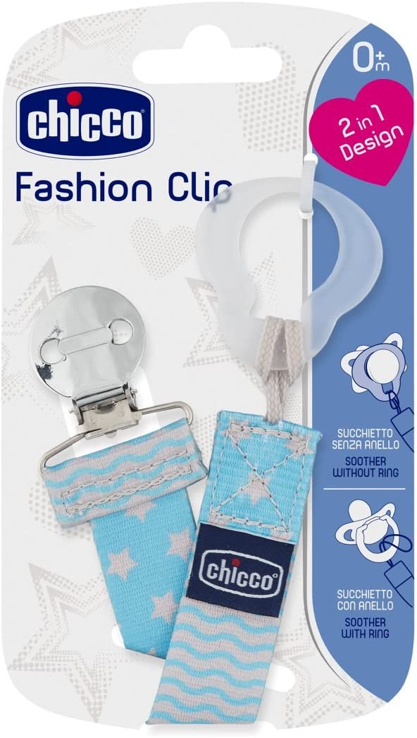 Chicco Fashion Clip - Porta succhietto Azzurro - Farmacia di Regoledo Srl