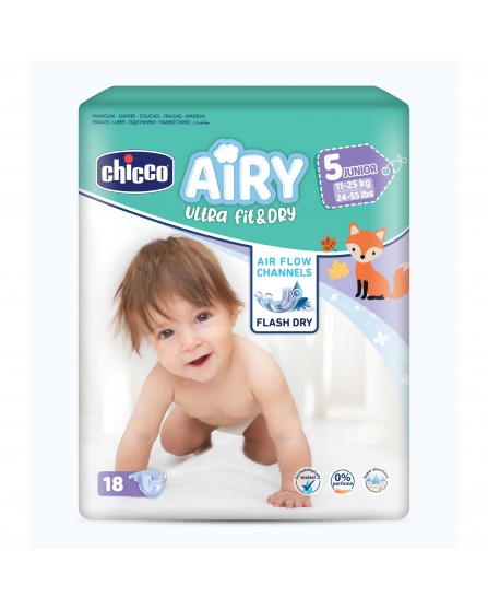 Chicco - Airy pannolini JUNIOR 11-25 kg 18 pezzi - Farmacia di Regoledo Srl