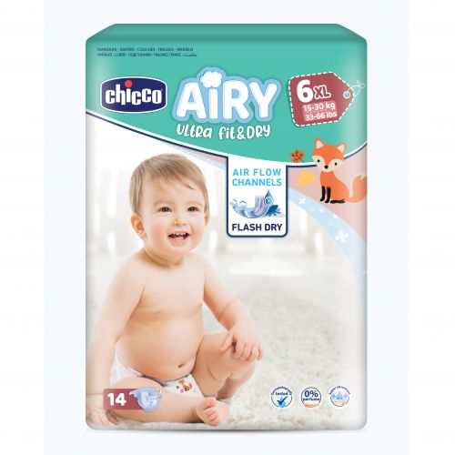 Chicco - Airy pannolini 6XL 15-30 kg 14 pezzi - Farmacia di Regoledo Srl