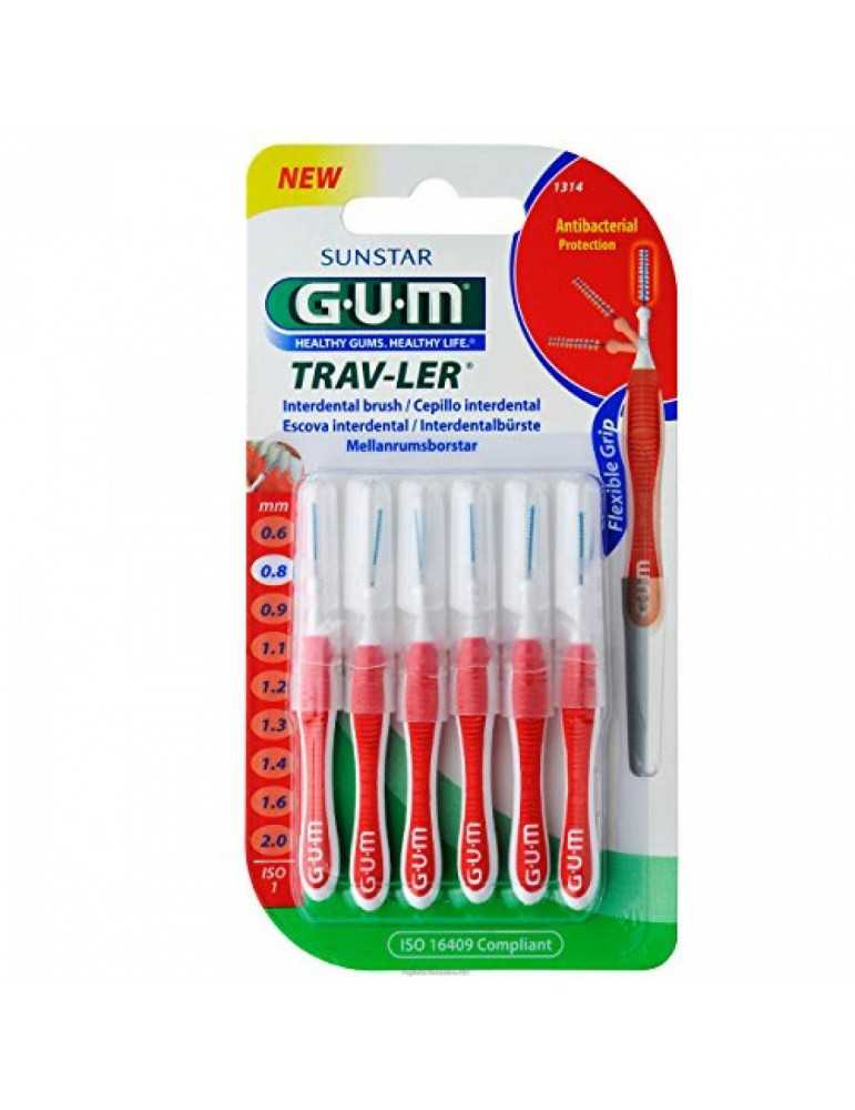 Gum - Scovolino Traveller 0,8 - 6 pezzi - Farmacia di Regoledo Srl
