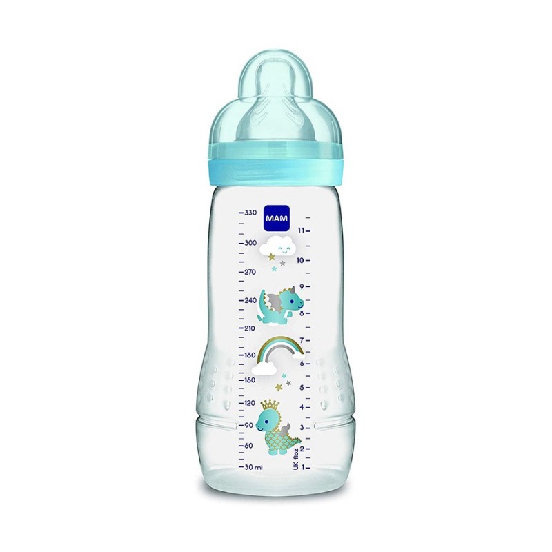 Mam Easy Active - Biberon con tettarella in silicone 330ml - Azzurro - Farmacia di Regoledo Srl