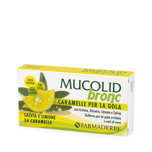 Mucolid bronc Salvia e Limone 24 caramelle - Farmacia di Regoledo Srl