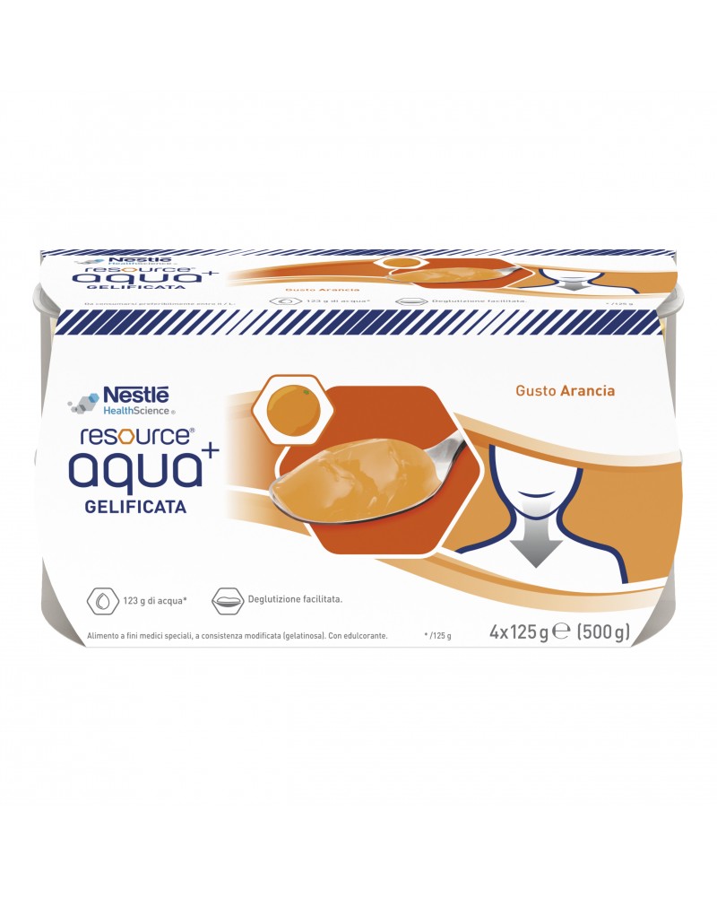 Resource Aqua - Bevanda gelificata gusto Arancia - 4 x 125g - Farmacia di Regoledo Srl