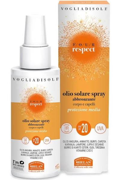 VOGLIADISOLE RESPECT OLIO SOLARE SPRAY ABBRONZANTE SPF20 150 ML - Farmacia di Regoledo Srl