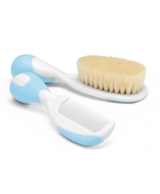 Chicco- Spazzola + pettine azzurro - Farmacia di Regoledo Srl