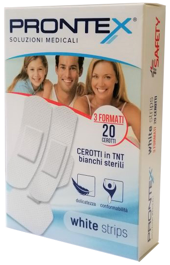 CEROTTO PRONTEX WHITE STRIPS IN TESSUTO NON TESSUTO BIANCO STERILE 3 FORMATI 20 PEZZI - Farmacia di Regoledo Srl