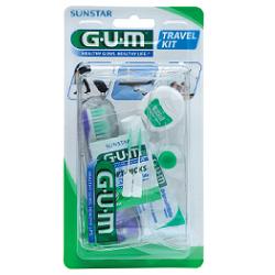 GUM TRAVEL KIT VIAGGIO 1 SPAZZOLINO PIEGHEVOLE GUM TRAVEL + 1 DENTIFRICIO VIAGGIO 12 ML + 1 ROCCHETTO FILO INTERDENTALE 10MT + 2 SCOVOLINI GOMMA GUM SOFT PICKS - Farmacia di Regoledo Srl
