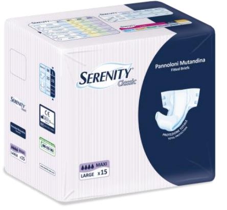 Serenity Classic - Pannolone per incontinenza - Assorbenza Maxi Taglia Large 15 pezzi - Farmacia di Regoledo Srl