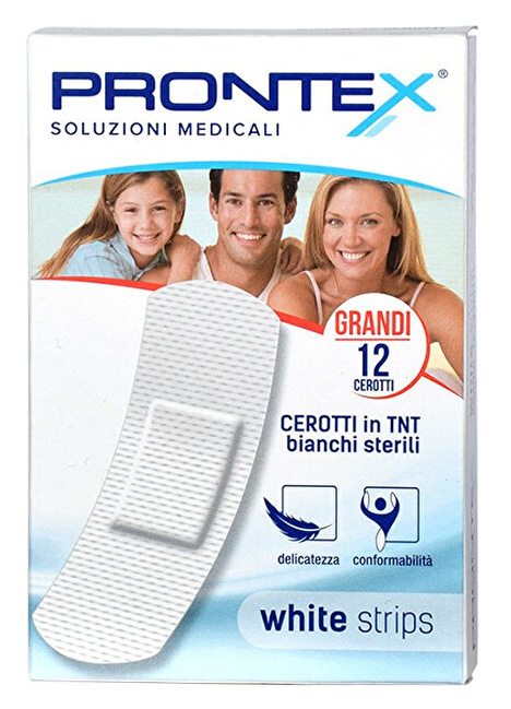 CEROTTO PRONTEX WHITE STRIPS IN TNT GRANDI 12PZ - Farmacia di Regoledo Srl