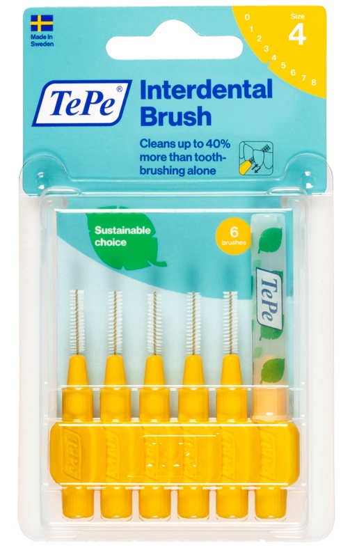 Tepe - Scovolino Giallo 0,7mm - Misura 4 - 6 pezzi - Farmacia di Regoledo Srl