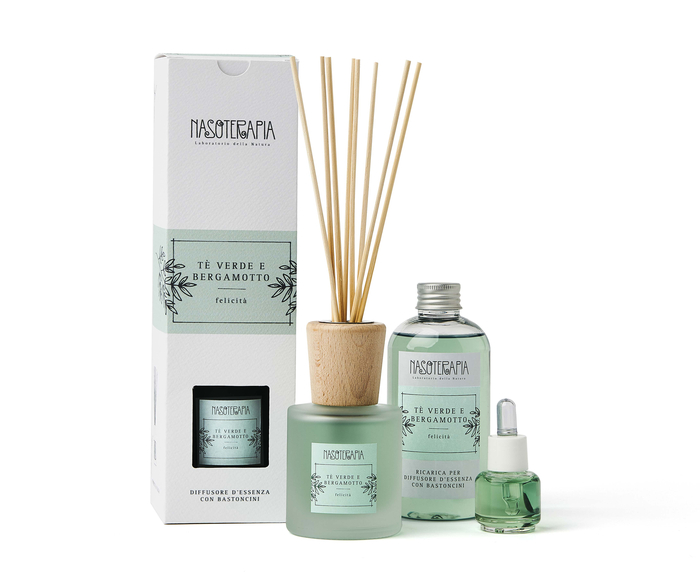 DIFFUSORE BASTONCINI TE' VERDE BERGAMOTTO 100 ML - Farmacia di Regoledo Srl