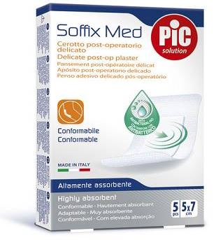 CEROTTO PIC SOFFIX MED IN TNT CON TAMPONE CENTRALE ASSORBENTE STERILE MONOUSO 5X7 CM ANTIBATTERICO 5 PEZZI - Farmacia di Regoledo Srl