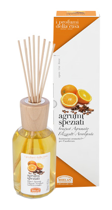 Helan - Profumatore ambienti - Agrumi Speziati - 250 ml con Bastoncini - Farmacia di Regoledo Srl