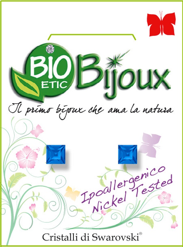 ORECCHINO CARRE' 4MM SAPPHIRE - Farmacia di Regoledo Srl