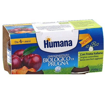HUMANA OMOGENEIZZATO PRUGNA BIO 2 VASETTI 100 G - Farmacia di Regoledo Srl