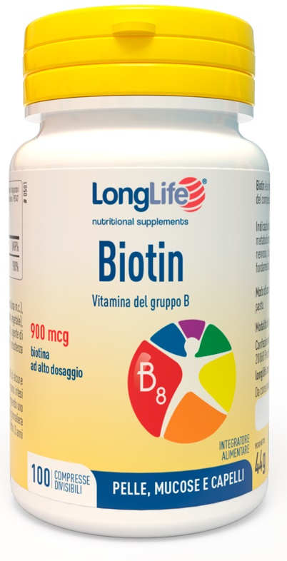 LONGLIFE BIOTIN 900 MCG 100 COMPRESSE - Farmacia di Regoledo Srl