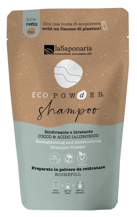 ECOPOWDER SHAMPOO RINFORZANTE COCCO & ACIDO IALURONICO REFILL 25 G - Farmacia di Regoledo Srl