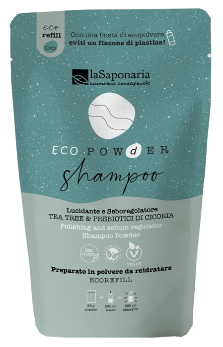ECOPOWDER SHAMPOO SEBOREGOLATORE TEA TREE & PREBIOTICI DI CICORIA REFILL 25 G - Farmacia di Regoledo Srl