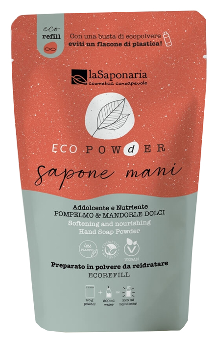 ECOPOWDER SAPONE MANI ADDOLCENTE POMPELMO & MANDORLE DOLCI REFILL 25 G - Farmacia di Regoledo Srl