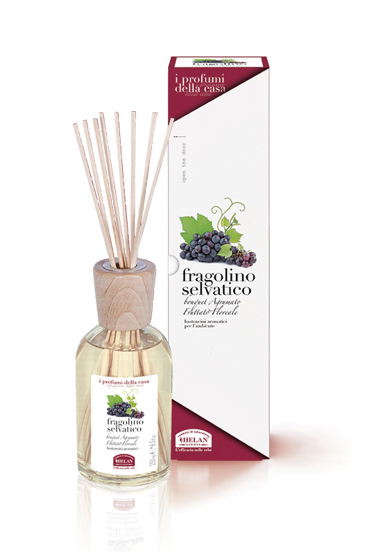 Helan - Profumatore ambienti - Fragolino Selvatico - 100 ml con bastoncini - Farmacia di Regoledo Srl