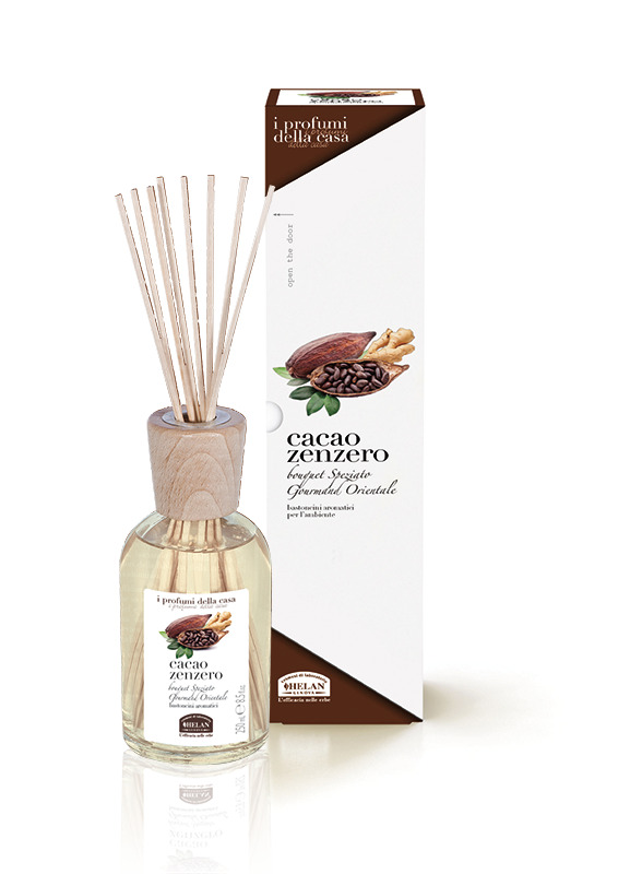 Helan - Profumatore ambienti - Cacao e Zenzero - 250 ml con Bastoncini - Farmacia di Regoledo Srl