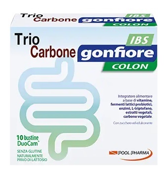 TRIOCARBONE GONFIORE IBS 10 BUSTE DUOCAM DA 2 G + 1,5 G - Farmacia di Regoledo Srl