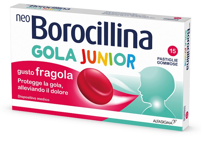 NEOBOROCILLINA GOLA JUNIOR 15 PASTIGLIE GUSTO FRAGOLA - Farmacia di Regoledo Srl