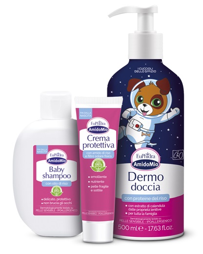 EUPHIDRA AMIDOMIO COFANETTO SPAZIO DOCCIA 1 DERMO DOCCIA 500 ML + 1 BABY SHAMPOO 200 ML + 1 CREMA PROTETTIVA 50 ML - Farmacia di Regoledo Srl