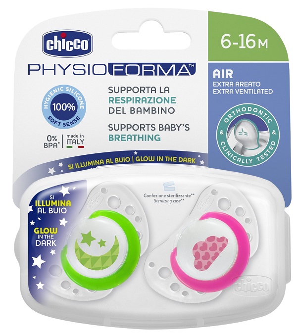CHICCO SUCCHIETTO AIR LUMI IN SILICONE 6-16 MESI 2 PEZZI - Farmacia di Regoledo Srl