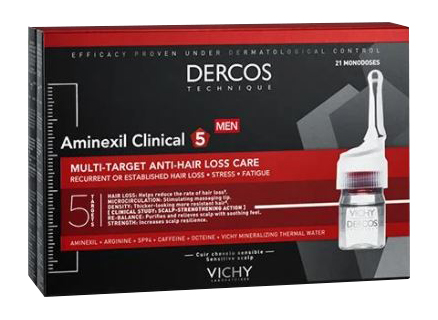 Dercos - Aminexil Clinical 5 Uomo - Trattamento anticaduta - 42 fiale - Farmacia di Regoledo Srl