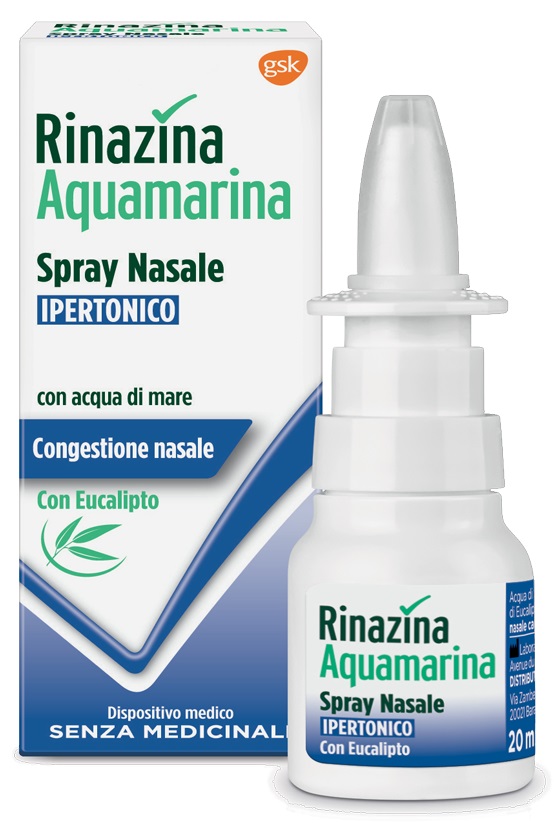 RINAZINA AQUAMARINA SPRAY NASALE IPERTONICO CON EUCALIPTO 20 ML - Farmacia di Regoledo Srl