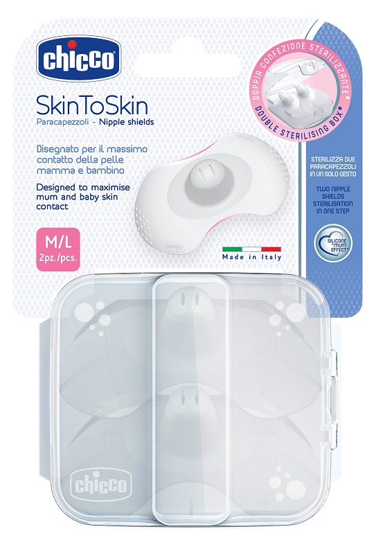 Chicco SkinToSkin - 2 Paracapezzoli in silicone taglia M/L - Farmacia di Regoledo Srl