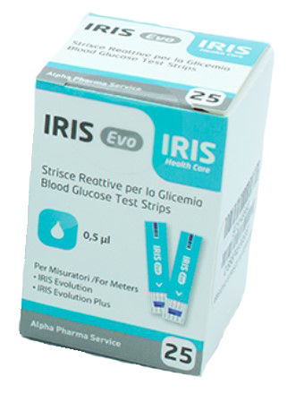 STRISCE MISURAZIONE GLICEMIA IRIS EVO 25 PEZZI - Farmacia di Regoledo Srl