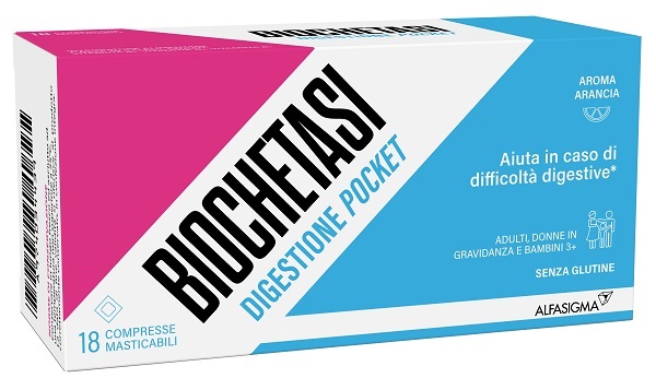 BIOCHETASI DIGESTIONE POCKET 18 COMPRESSE MASTICABILI - Farmacia di Regoledo Srl