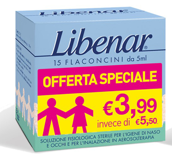 LIBENAR 15 FLACONCINI SOLUZIONE ISOTONICA 5 ML TAGLIO PREZZO - Farmacia di Regoledo Srl