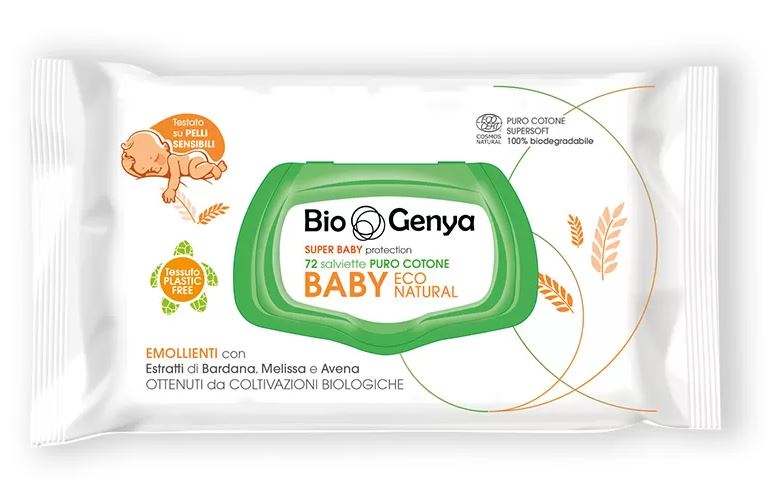 BioGenya Eco - Salviettine Natural Baby in cotone - 72 pezzi - Farmacia di Regoledo Srl