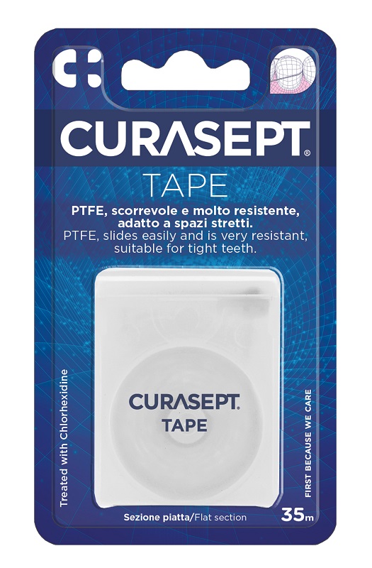 Curasept - Filo interdentale Floss PTFE tape flat con clorexidina  - Farmacia di Regoledo Srl