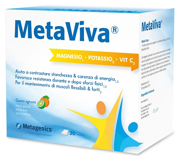 METAVIVA MAGNESIO POTASSIO VITAMINA C 20 BUSTINE - Farmacia di Regoledo Srl