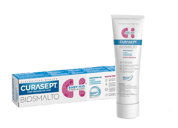 CURASEPT BIOSMALTO DENTIFRICIO BABY KID FRAGOLA CARIE ABRASIONE & EROSIONE 50 ML - Farmacia di Regoledo Srl