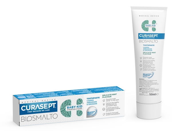 CURASEPT BIOSMALTO DENTIFRICIO BABY KID MENTA CARIE ABRASIONE & EROSIONE 50 ML - Farmacia di Regoledo Srl