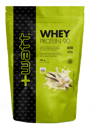 +Watt - Whey protein 90 - Busta da 750g gusto Vaniglia - Farmacia di Regoledo Srl