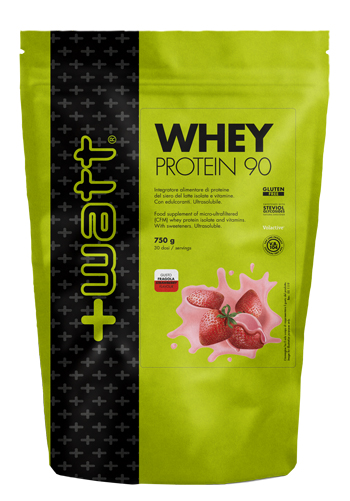 +Watt - Whey protein 90 - Busta da 750g gusto Fragola - Farmacia di Regoledo Srl