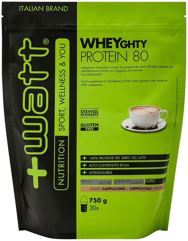 +Watt - Wheyghty Protein 80 - Gusto Cappuccino doypack 750 grammi - Farmacia di Regoledo Srl