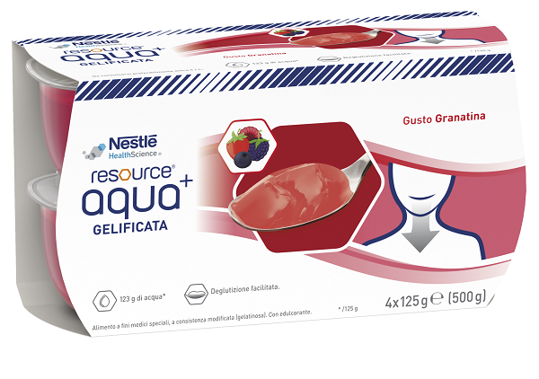 Resource Aqua - Bevanda gelificata gusto Granatina - 4 x 125g - Farmacia di Regoledo Srl