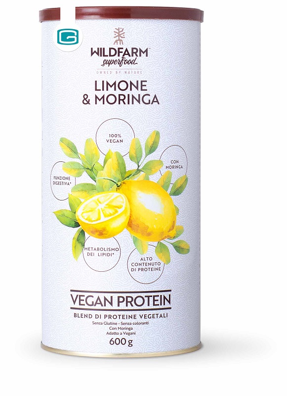 WILDFARM SUPERFOOD VEGAN PROTEIN LIMONE & MORINGA 600 G - Farmacia di Regoledo Srl