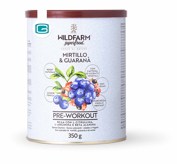 WILDFARM SUPERFOOD PRE WORKOUT MIRTILLO & GUARANA' 350 G - Farmacia di Regoledo Srl