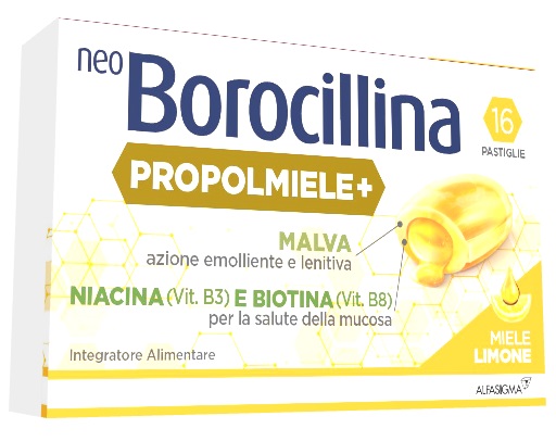 NEOBOROCILLINA PROPOLMIELE+ MIELE/LIMONE 16 PASTIGLIE DA 3,4 G - Farmacia di Regoledo Srl