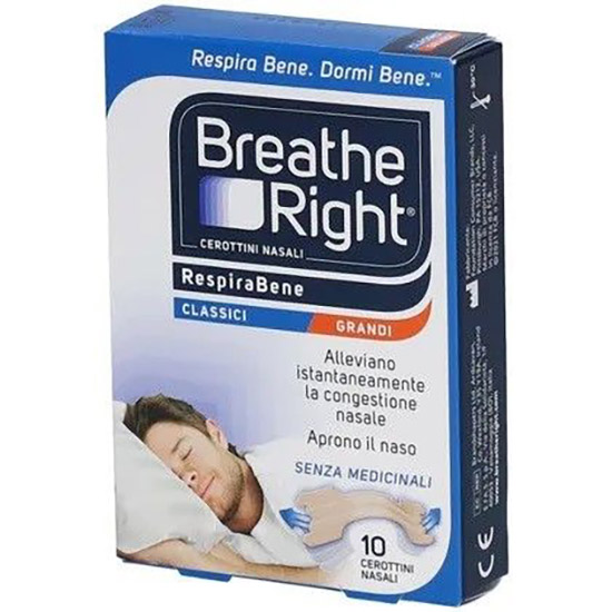CEROTTI NASALI BREATHE RIGHT CLASSICI GRANDI 10 PEZZI - Farmacia di Regoledo Srl