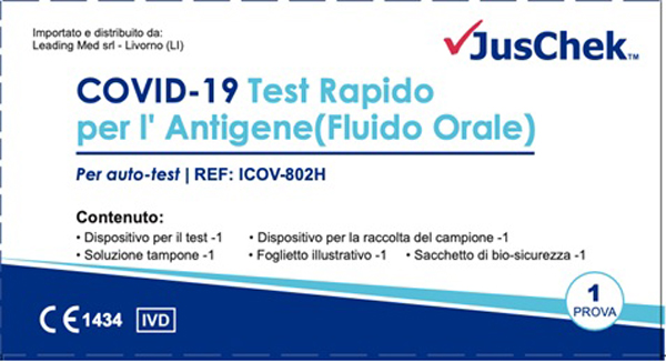 TEST ANTIGENICO RAPIDO COVID-19 JUSCHEK AUTODIAGNOSTICO DETERMINAZIONE QUALITATIVA ANTIGENI SARS-COV-2 IN CAMPIONI SALIVARI MEDIANTE IMMUNOCROMATOGRAFIA - Farmacia di Regoledo Srl